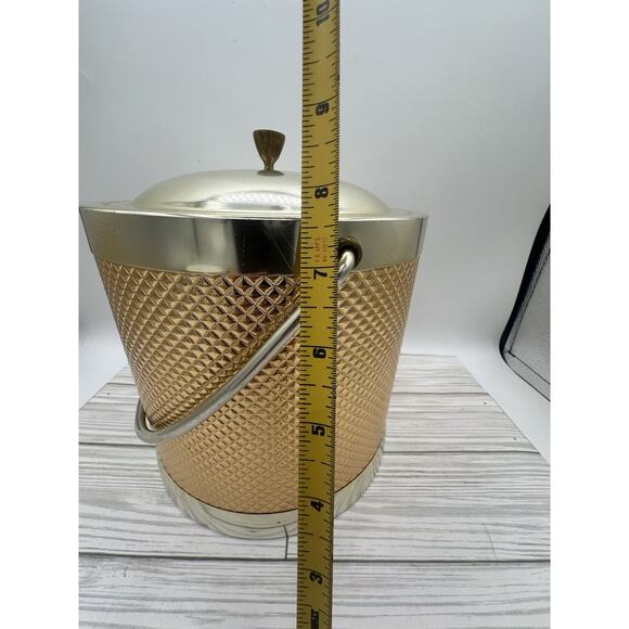 Vintage 1960s Gold Aluminum Ice Bucket Made in Italy Art Deco Retro - Picture 7 of 8